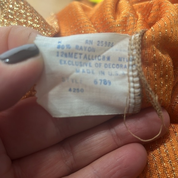 Judy Bond Sz 8-10 Metallic Foil Short Sleeve Back Zip Blouse - Picture 6 of 6